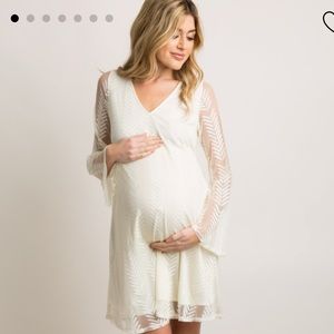 PinkBlush Ivory Chevron Maternity Dress